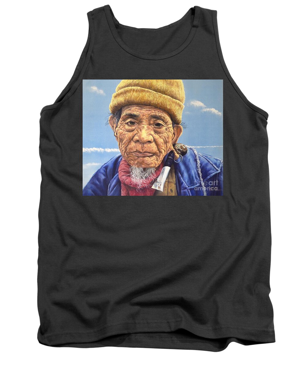 Ifugao Tank Top featuring the painting Ifugao Tribesman in oil painting by Christopher Shellhammer