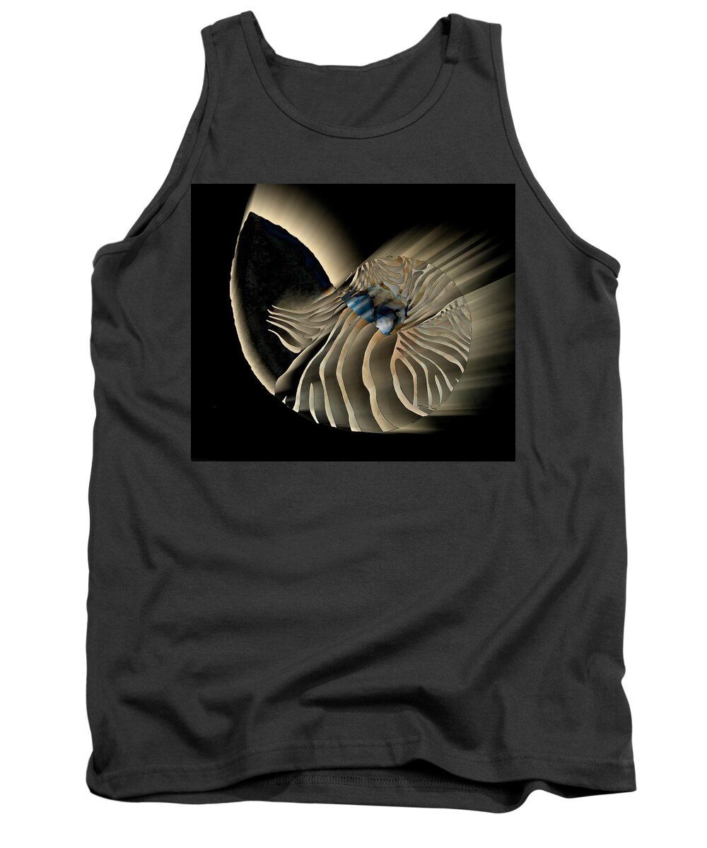 Modern Abstract Art Tank Top featuring the drawing Illuminated Seashell White by Joan Stratton