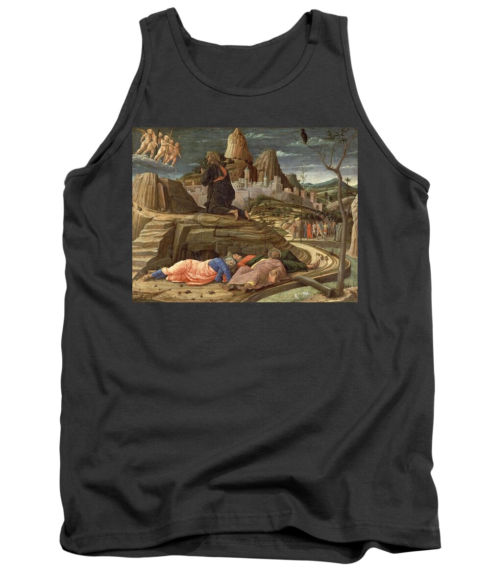 Andrea Mantegna Tank Top featuring the painting Italian school. Agony in the Garden. 1431. London, National Gallery. ANDREA MANTEGNA . JESUS. by Andrea Mantegna -1431-1506-