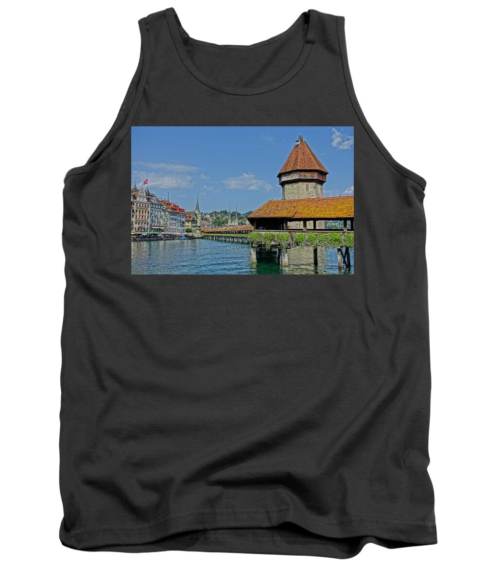 Lucerne Tank Top featuring the photograph Kapellbrucke in Lucerne by Patricia Caron