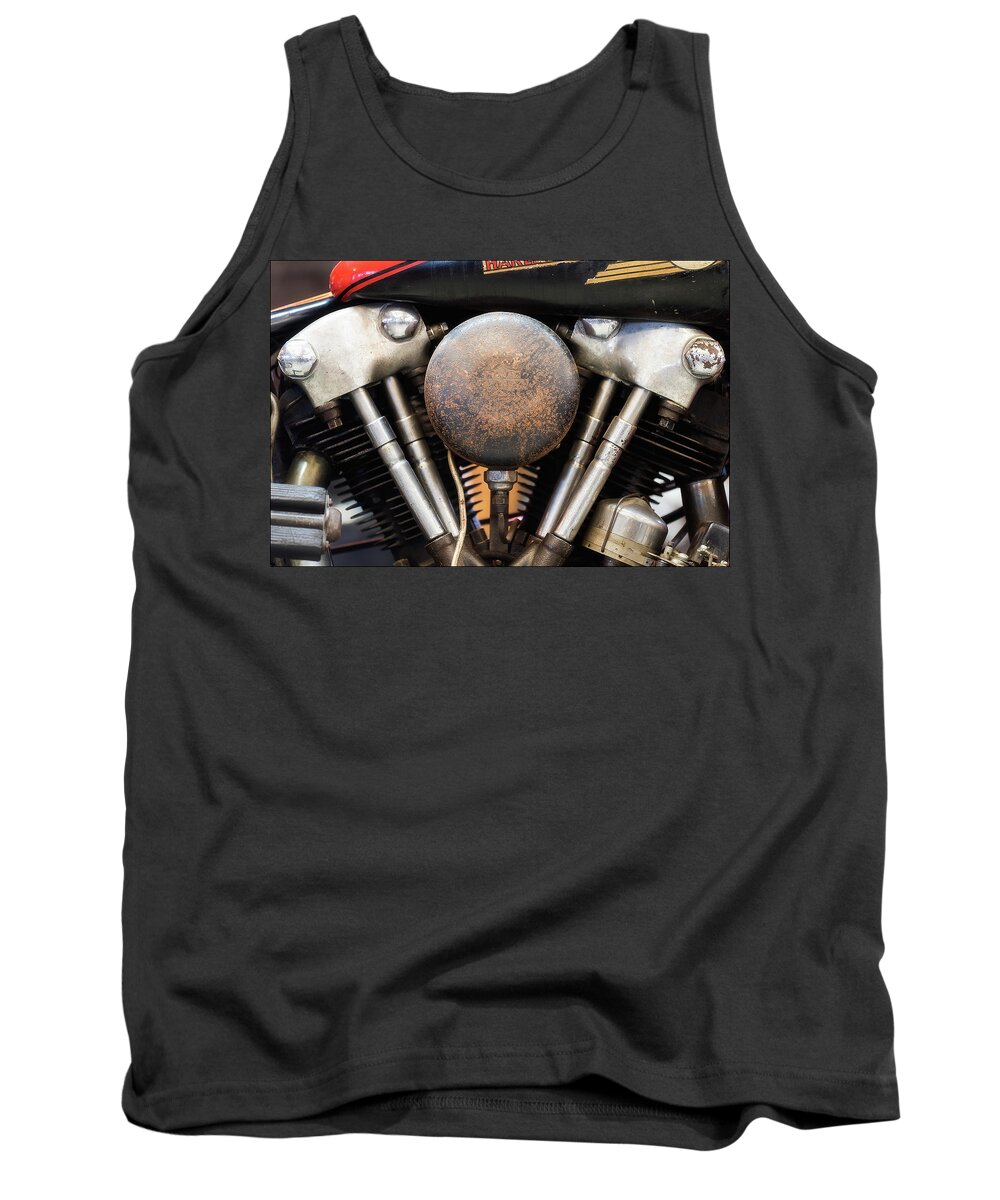 Harley Tank Top featuring the photograph Knucklehead Motor by Andy Romanoff