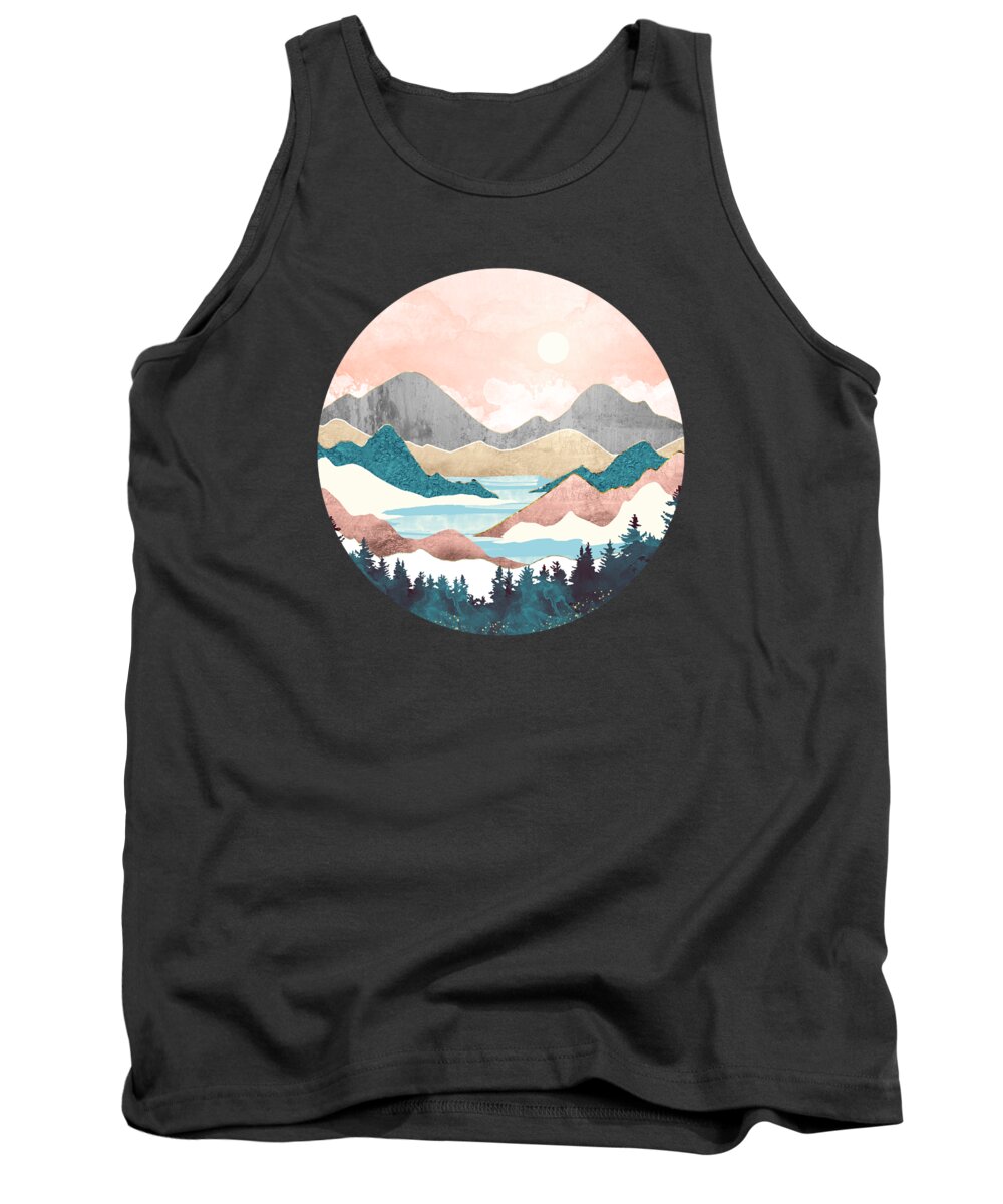 Sunrise Tank Top featuring the digital art Lake Sunrise by Spacefrog Designs