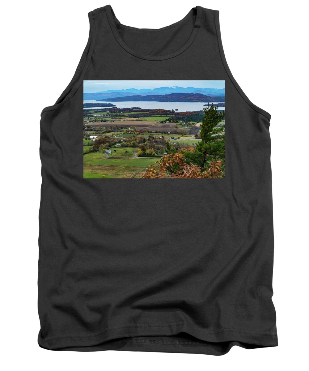 View Tank Top featuring the photograph landscape view from Mount Philo in fall by Ann Moore