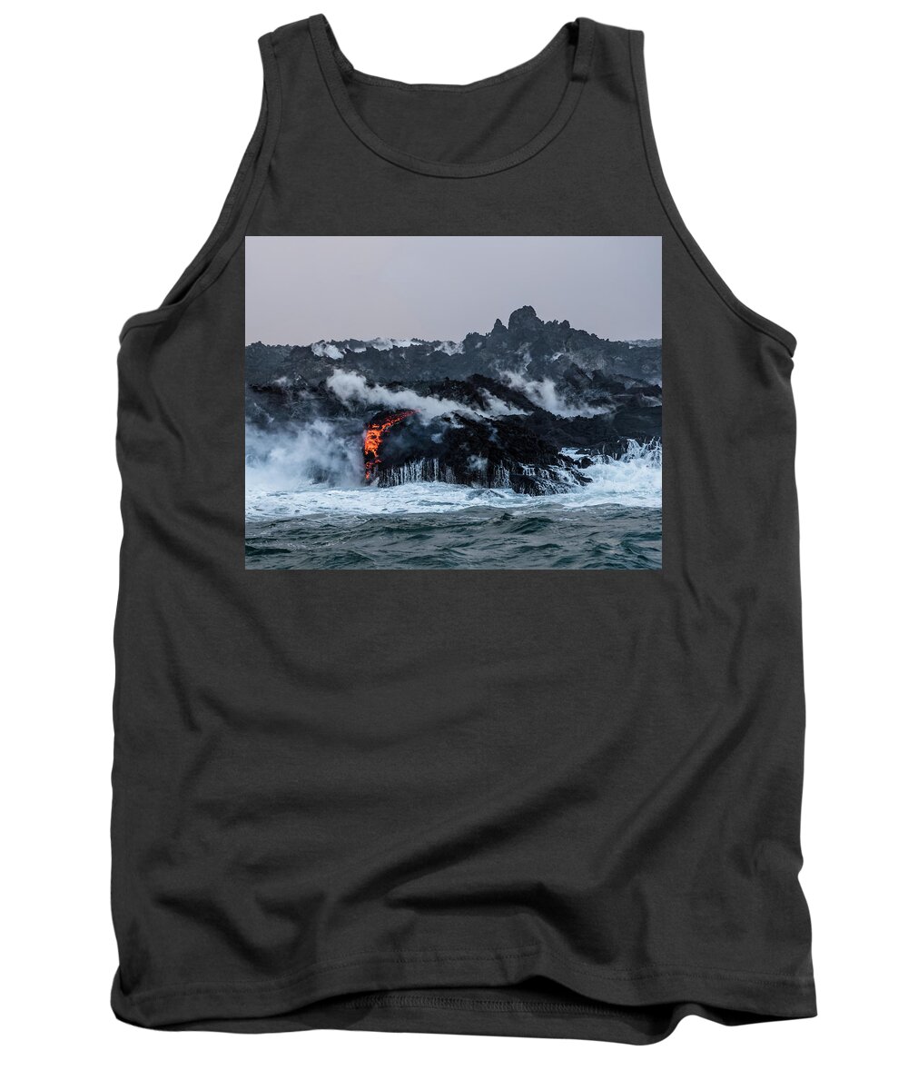 Lava Tank Top featuring the photograph Lava Entering the Sea II by William Dickman