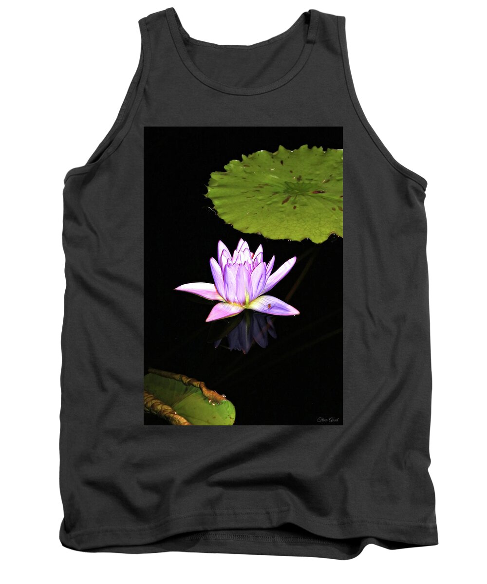 Water Lily Tank Top featuring the photograph Lavender Water Lily with Reflection by Trina Ansel