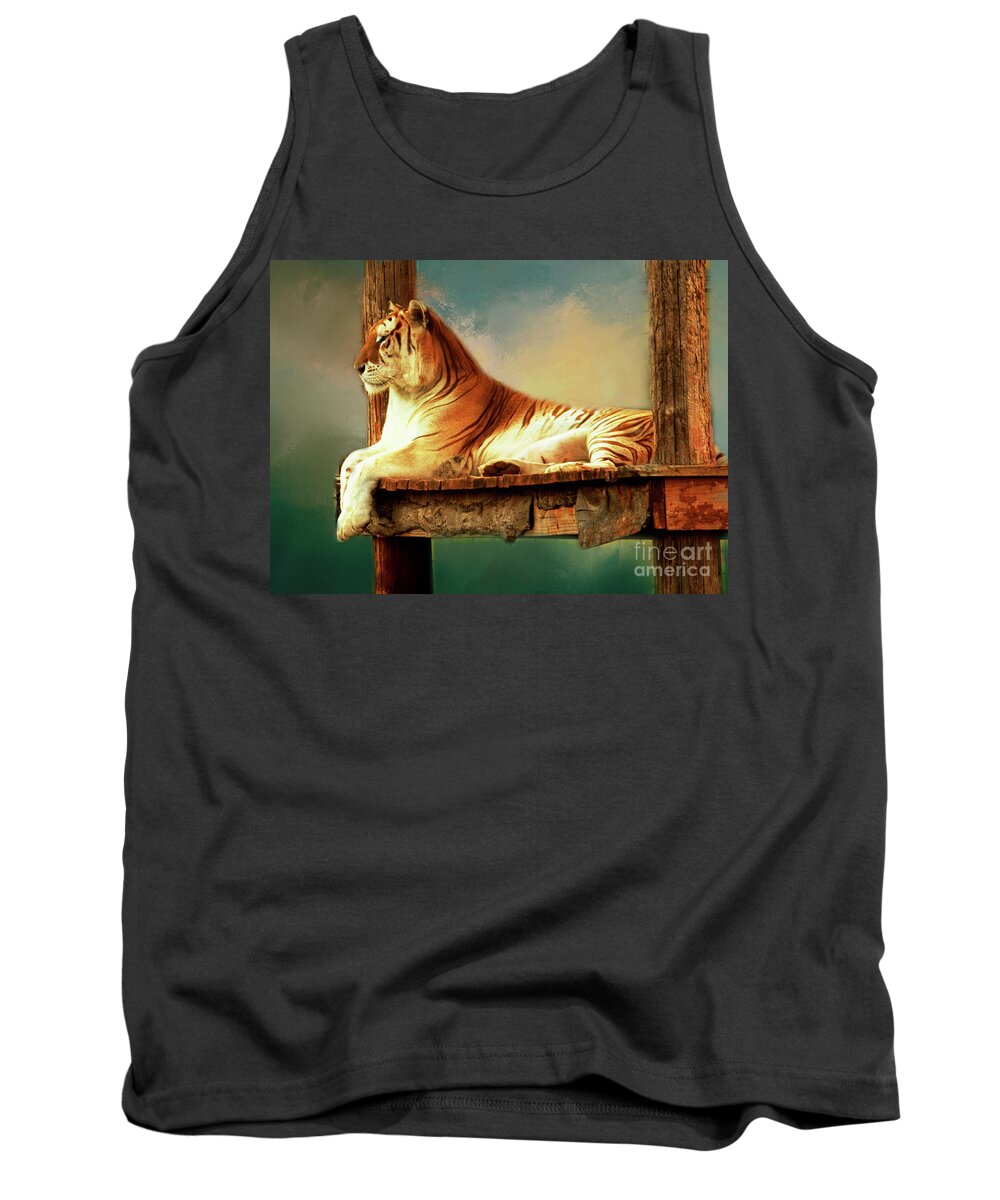 Liger Tank Top featuring the digital art Liger by Linda Cox