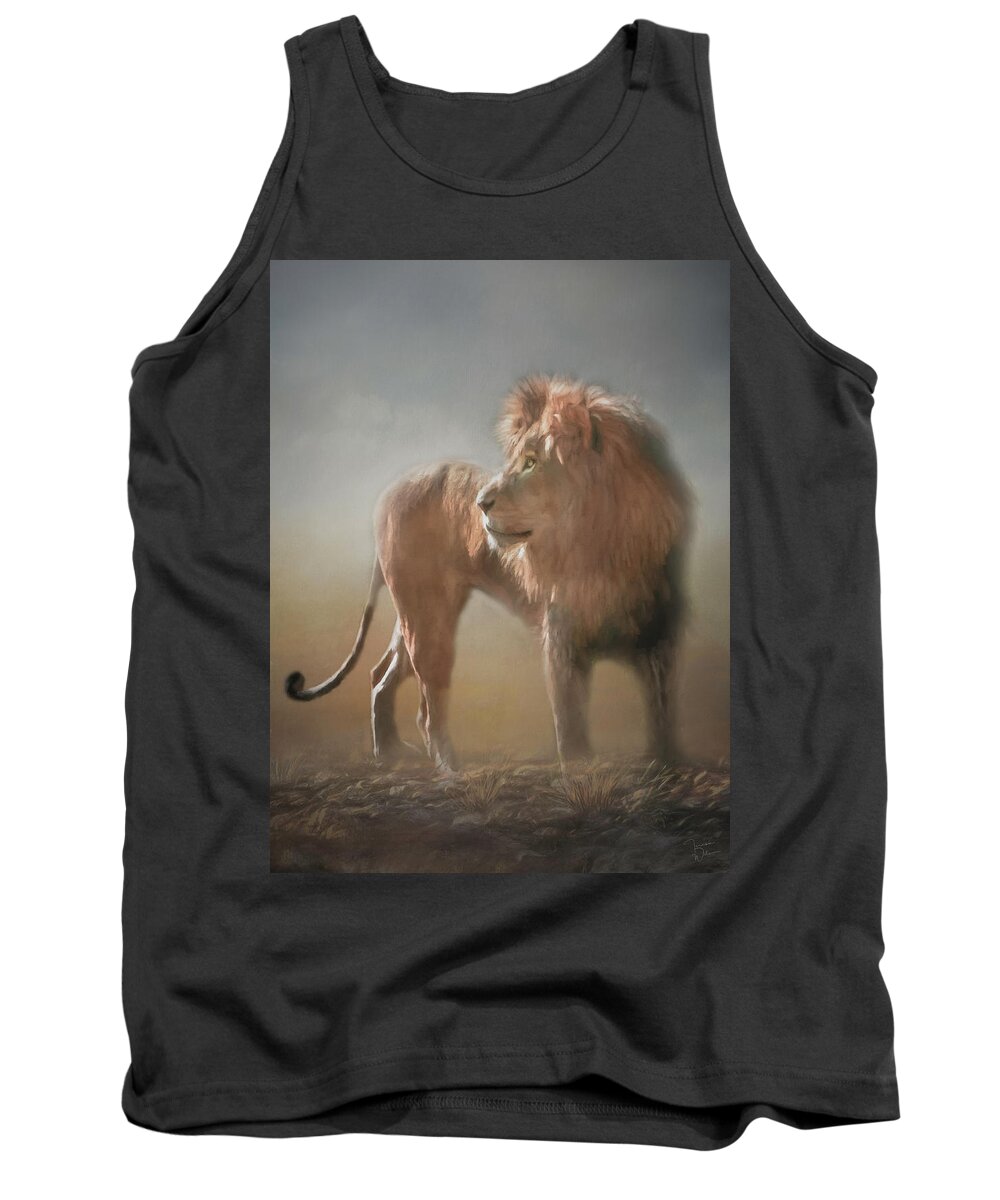 Lion Tank Top featuring the digital art Lion King - Leader of the Pride by Teresa Wilson