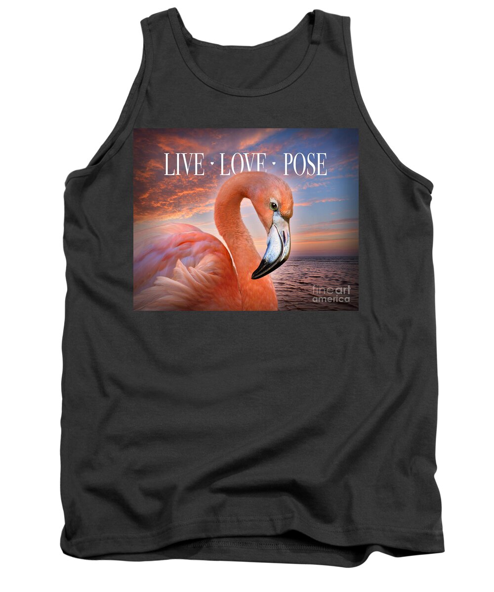Flamingo Tank Top featuring the digital art Live Love Pose Flamingo by Evie Cook