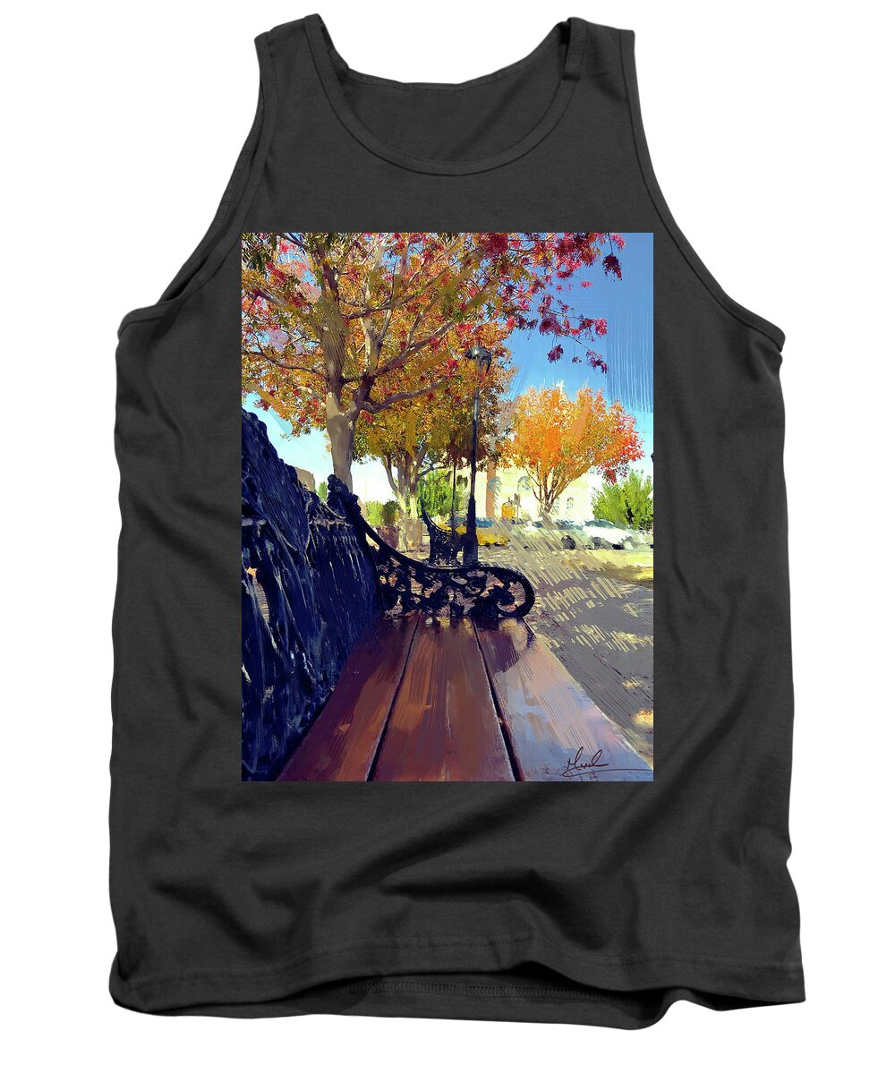 Bench Tank Top featuring the photograph Lonley Park Bench by GW Mireles