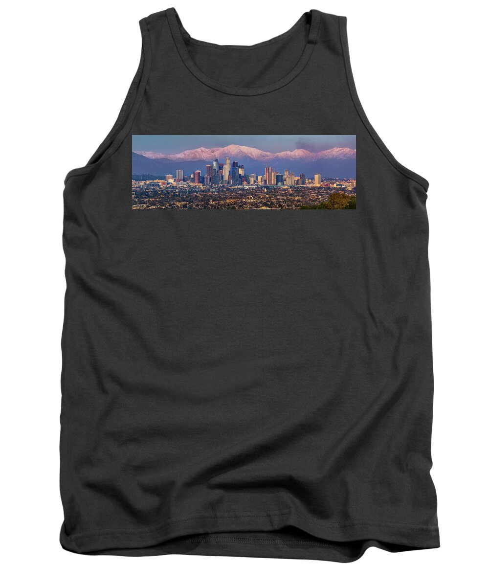 Los Angeles Tank Top featuring the photograph Los Angeles Skyline Panoramic by Kelley King