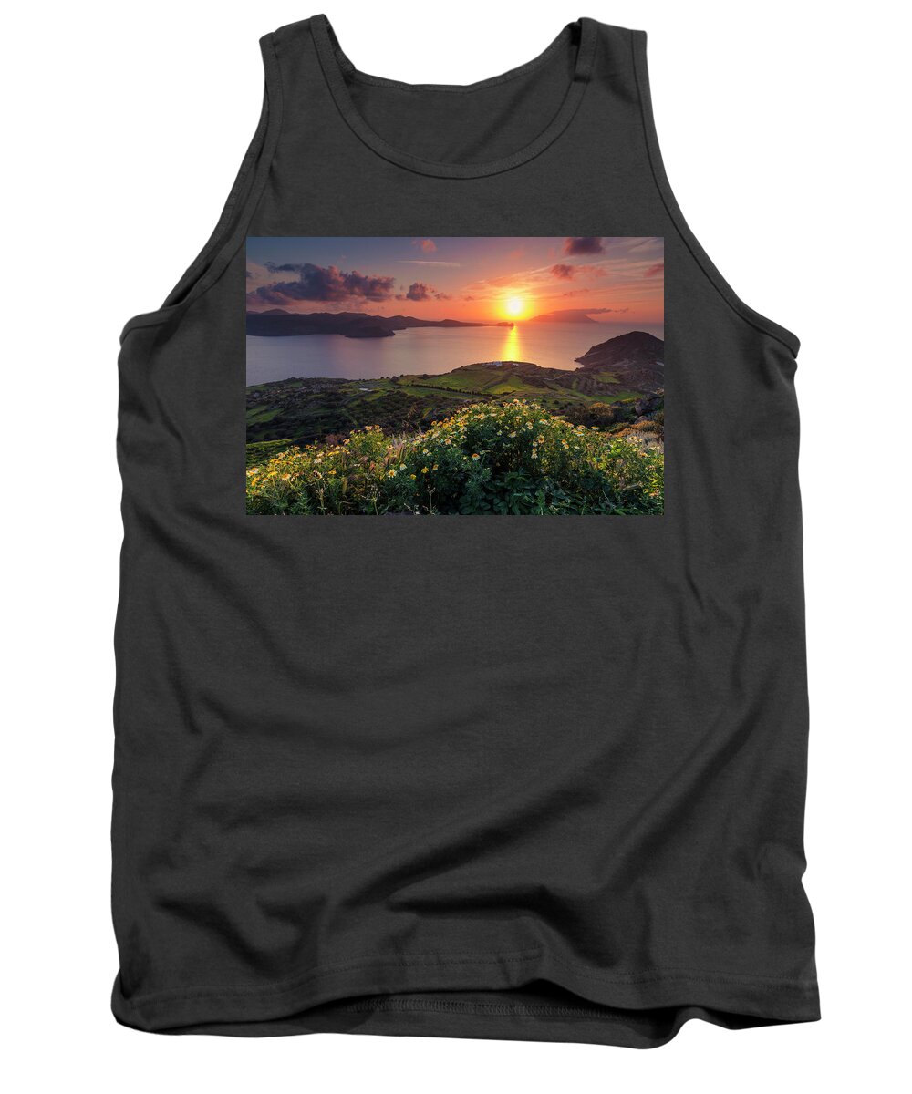 Aegean Sea Tank Top featuring the photograph Magnificent Greek Sunset by Evgeni Dinev