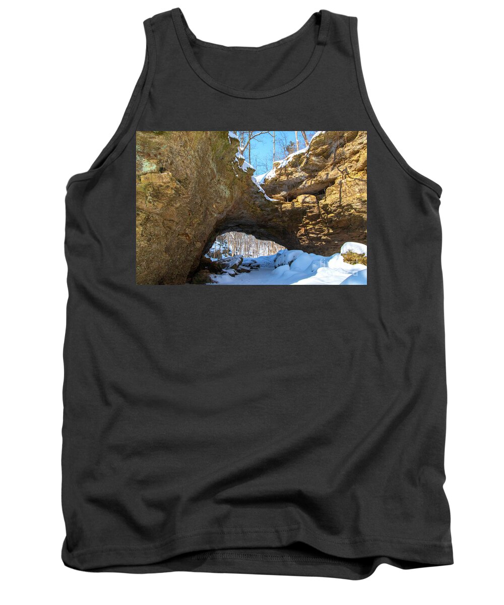Cliffs Tank Top featuring the photograph Maquoketa Cave Cliffs in Winter by Sandra J's