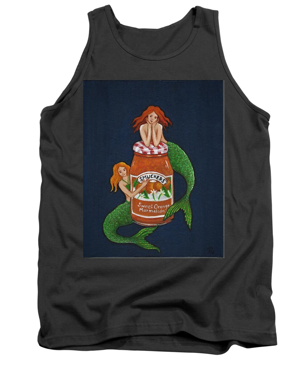 Mermaids Tank Top featuring the painting Mermaids and Marmalade....... by James RODERICK