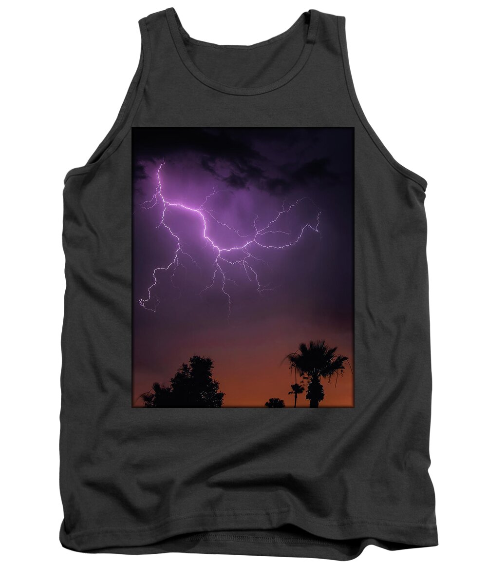 Lighting Tank Top featuring the photograph Monsoon Sunset 2019 by Elaine Malott
