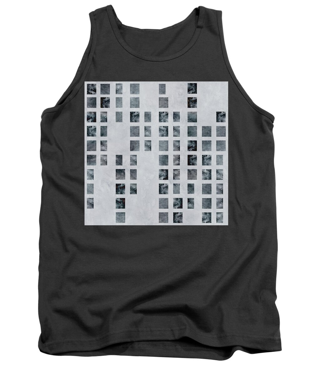 Contemporary Tank Top featuring the digital art Moody Blues Data Pattern by Sand And Chi