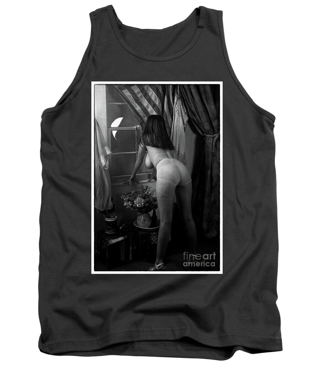 Semi-nude Tank Top featuring the photograph MoonOutWindow 2 by Bob Winberry