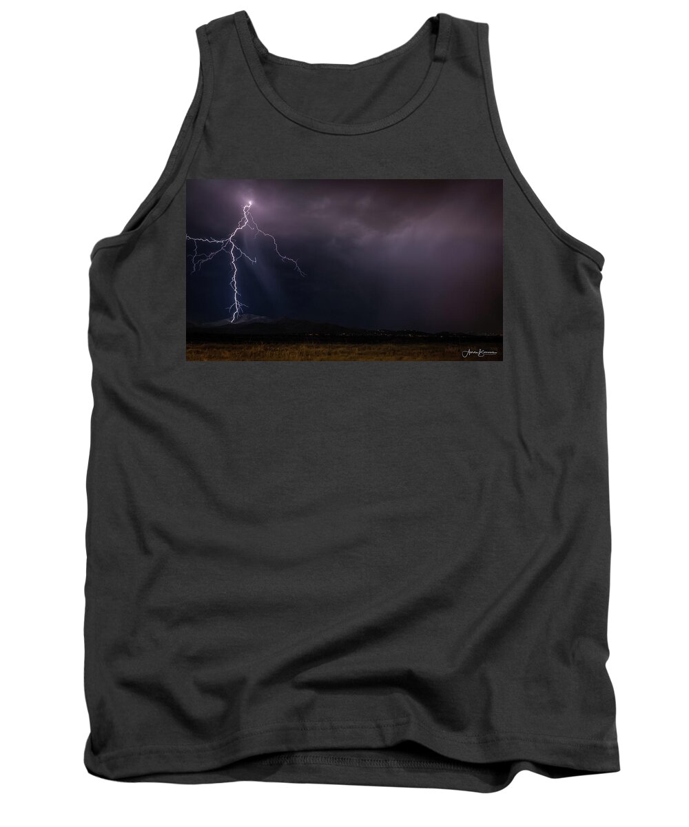 Lightning Tank Top featuring the photograph Mountain Strike by Aaron Burrows
