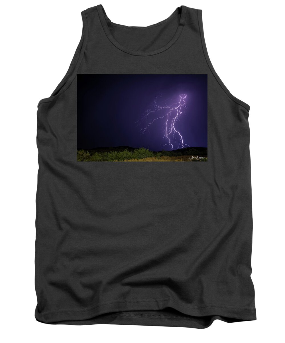 Lightning Tank Top featuring the photograph Multi-Branched by Aaron Burrows