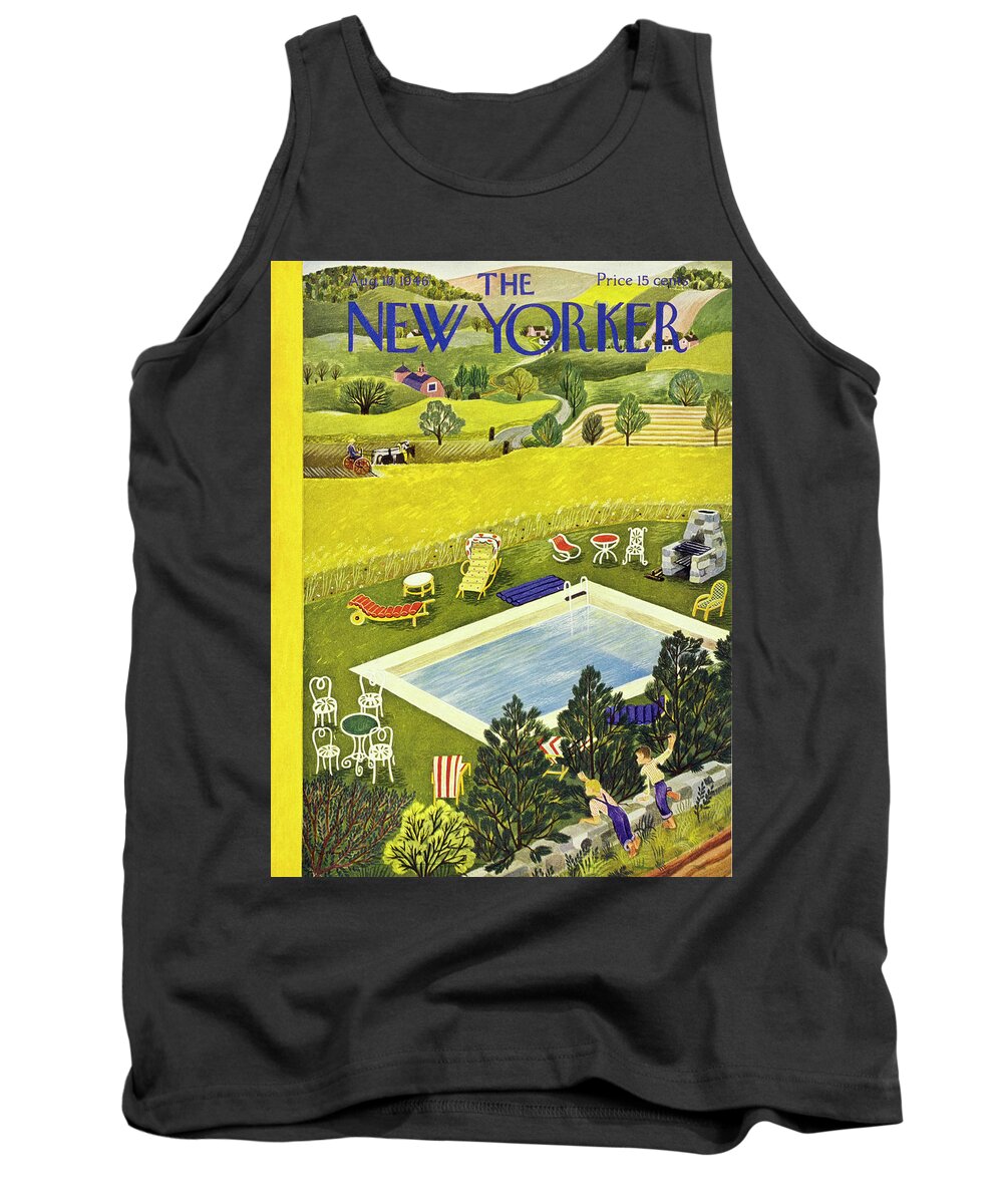 Illustration Tank Top featuring the painting New Yorker August 10 1946 by Ilonka Karasz