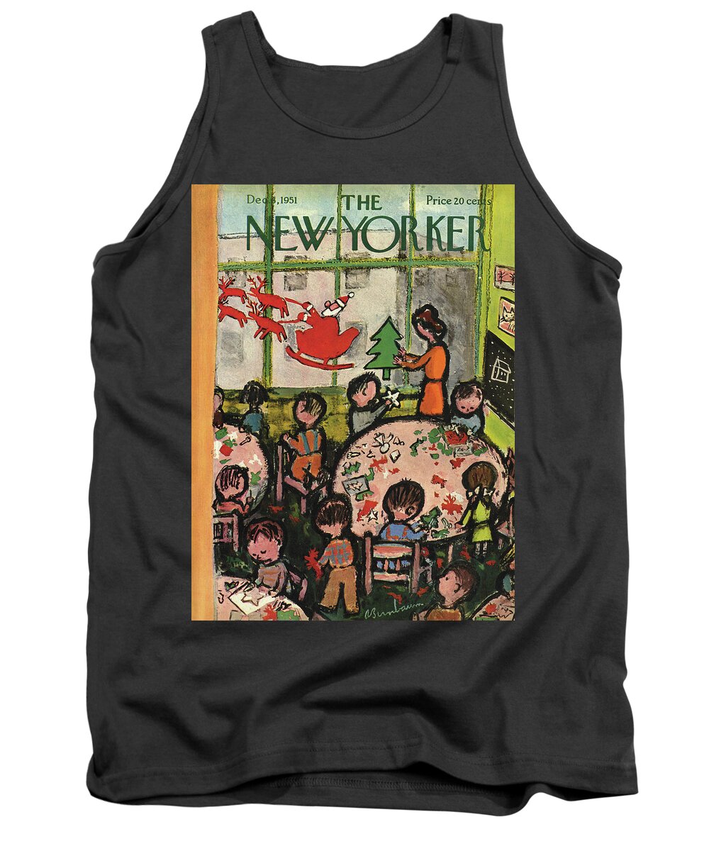 Christmas Xmas Holiday Art Arts Crafts Construction Tank Top featuring the painting New Yorker December 8, 1951 by Abe Birnbaum
