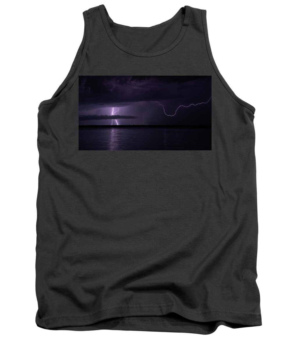 Lightning Tank Top featuring the photograph Night storm by Nicolas Lombard