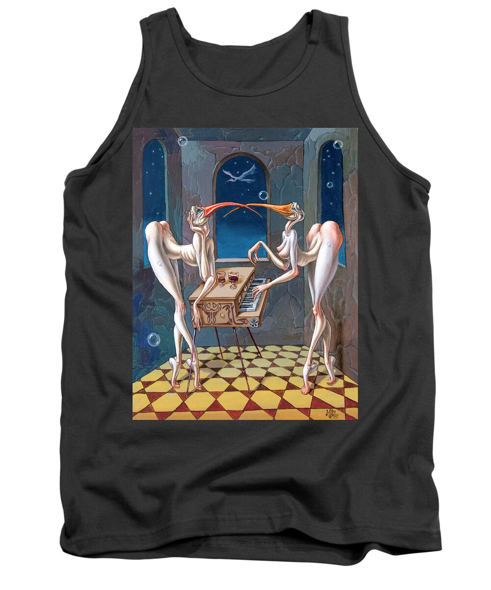 Painting Tank Top featuring the painting Nocturne by Victor Molev