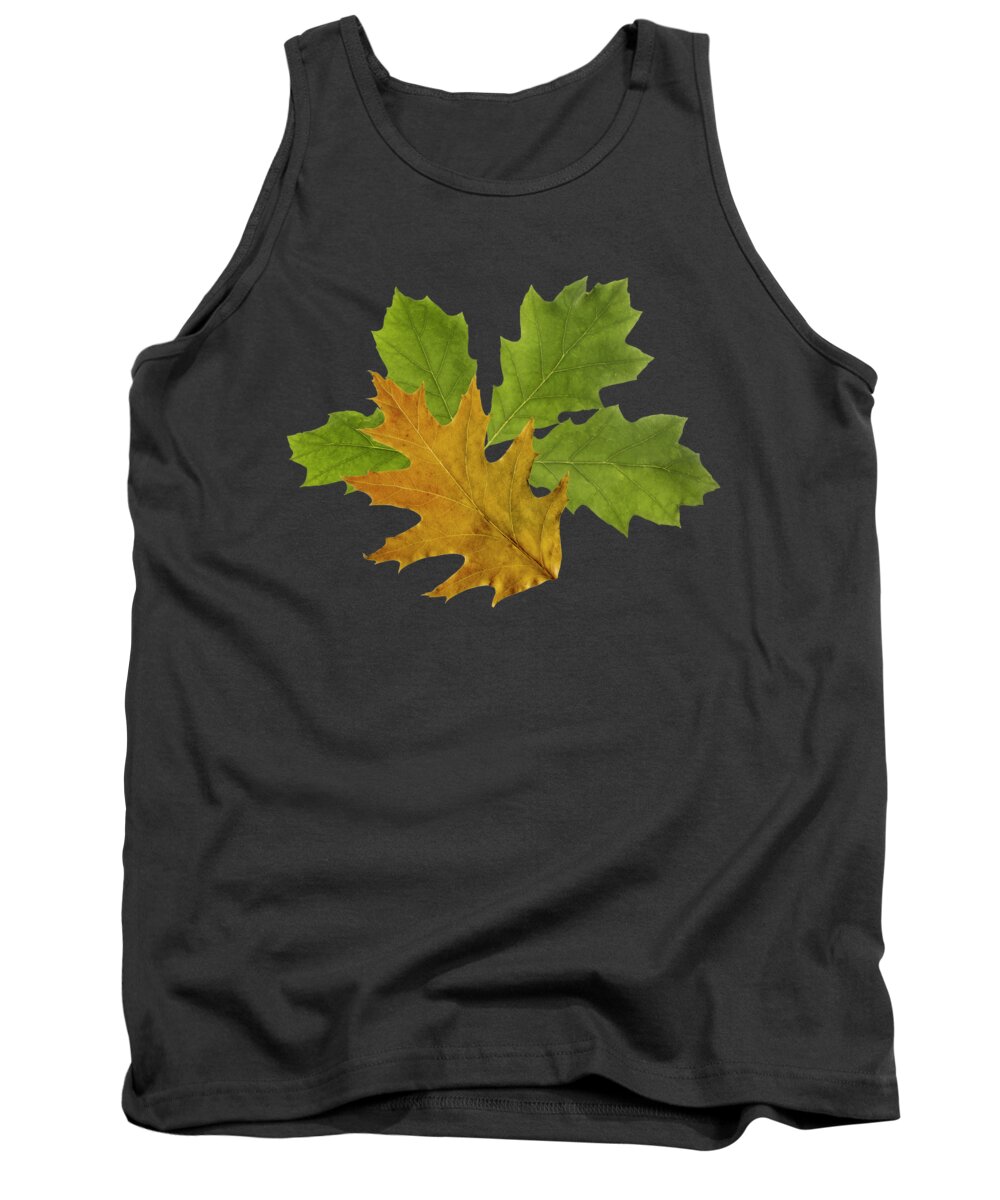 Fall Leaves Tank Top featuring the mixed media Oak Leaves Pattern by Christina Rollo