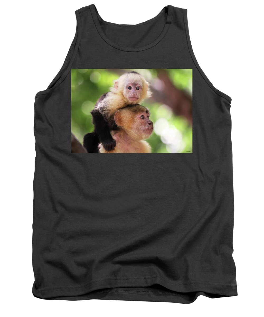 Capuchin Tank Top featuring the photograph One Of Those Days When You Just Can't Seem To Get The Monkey Off Your Back by Brian Gustafson