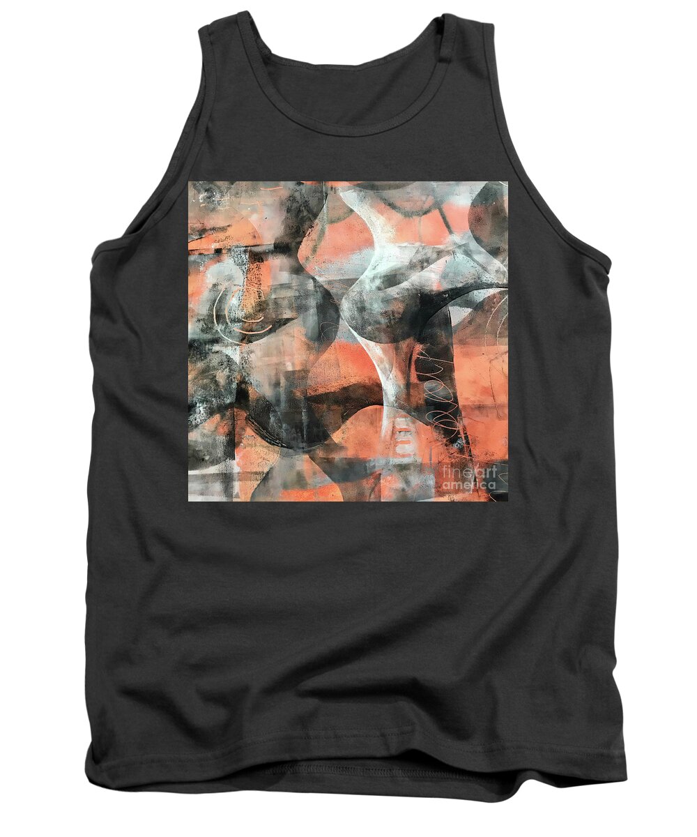 Abstract Tank Top featuring the painting Orange and Black by Christine Chin-Fook
