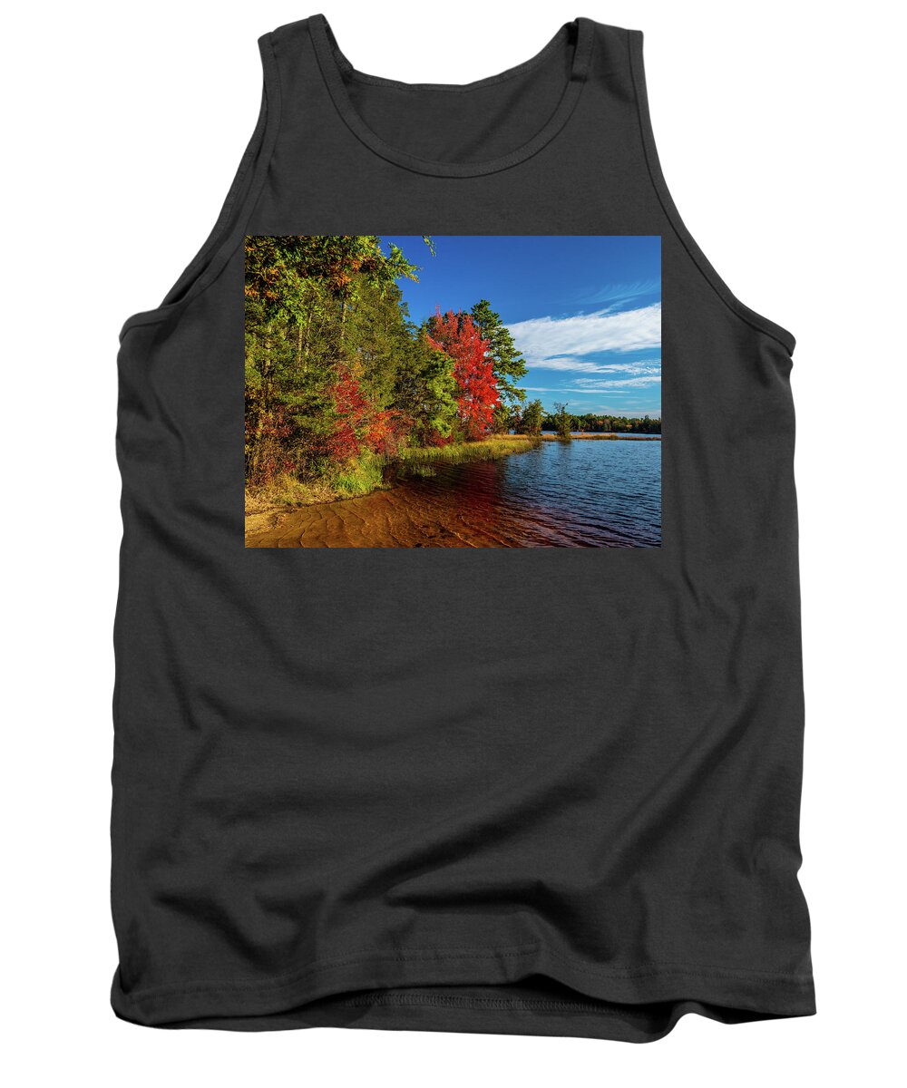 Fall Tank Top featuring the photograph Oswego Lake Pinelands by Louis Dallara