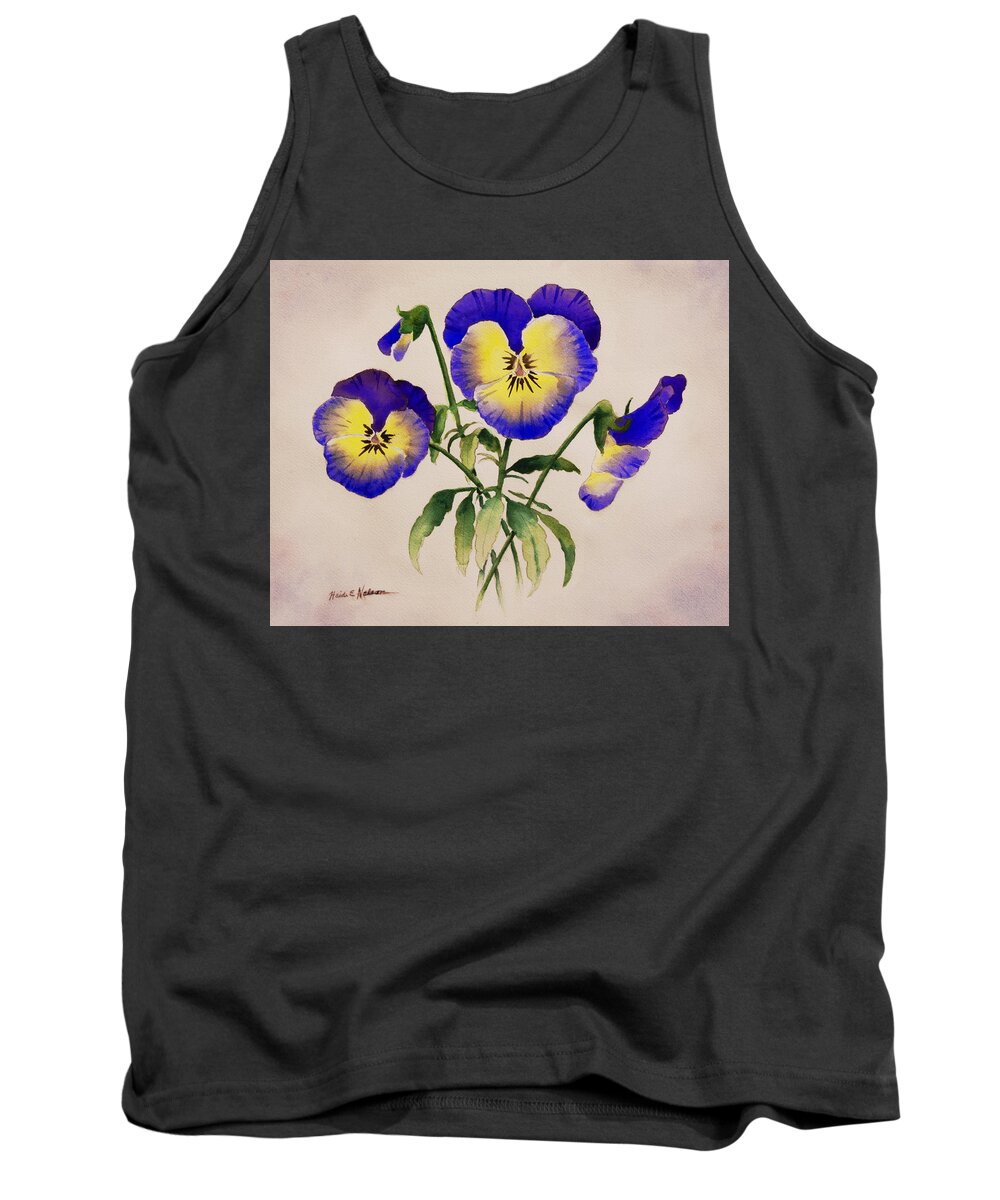 Floral Tank Top featuring the painting Pansies by Heidi E Nelson