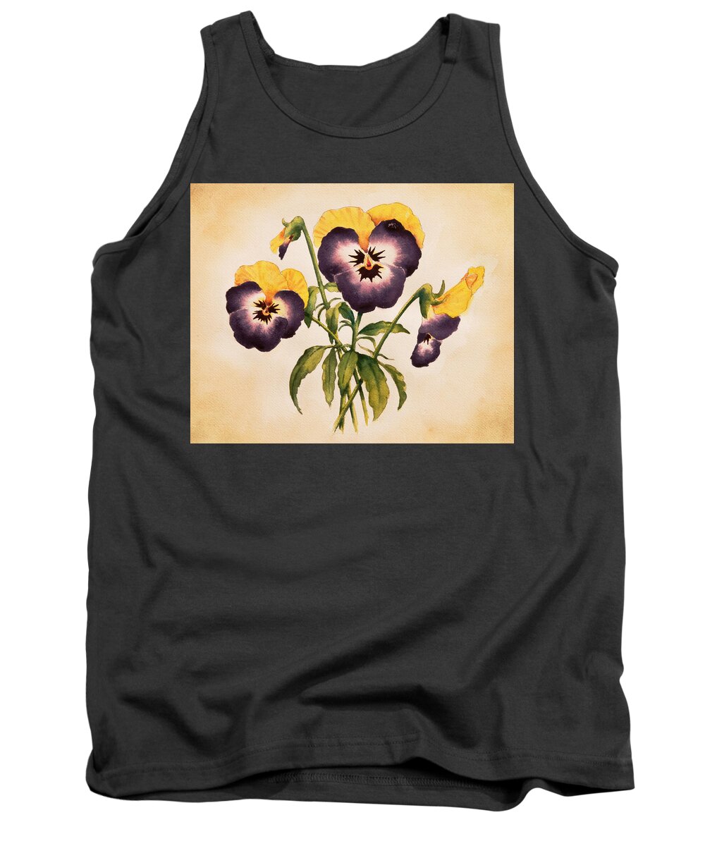 Floral Tank Top featuring the painting Pansies II by Heidi E Nelson