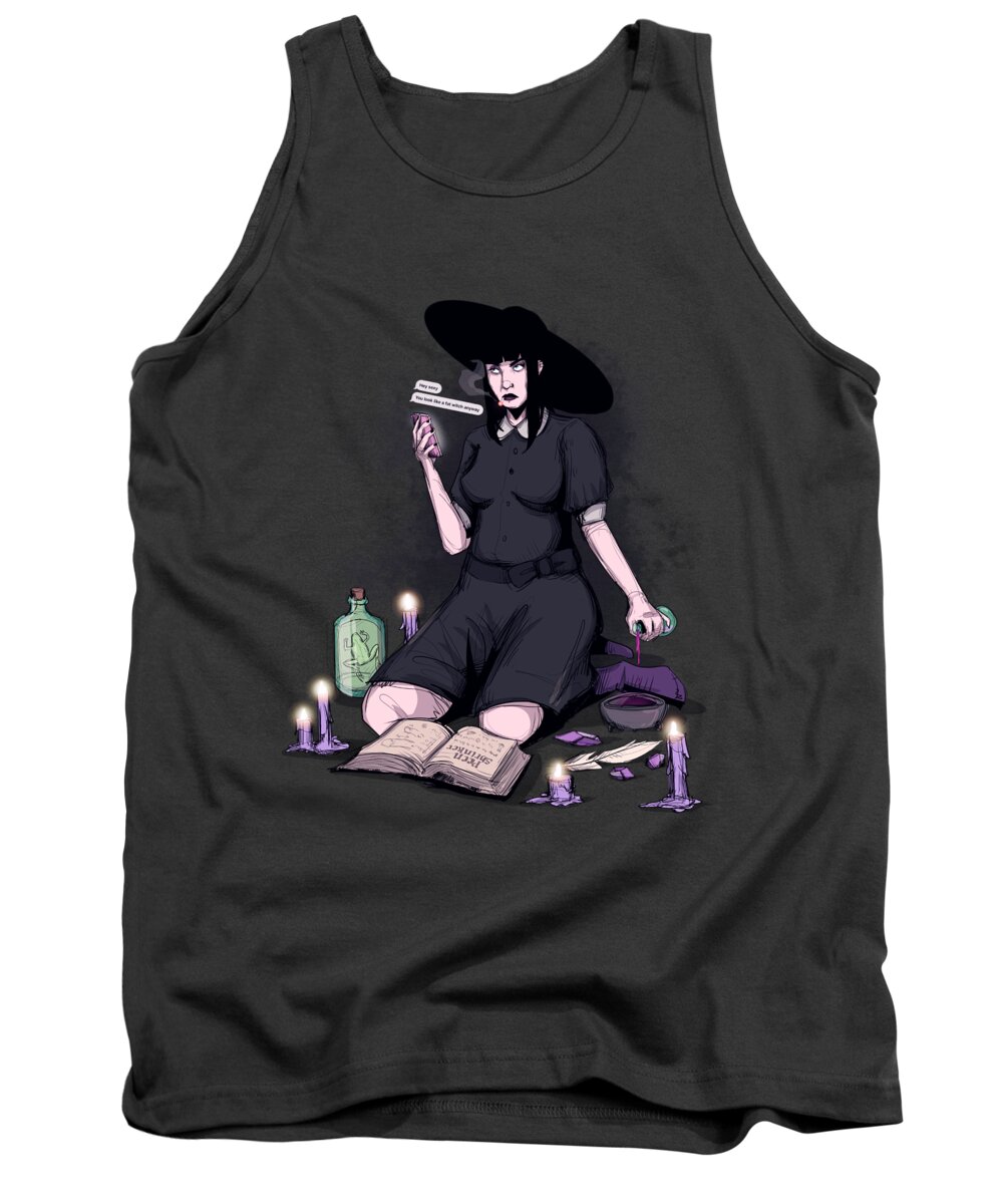 Witch Tank Top featuring the drawing Peen Shrinker by Ludwig Van Bacon