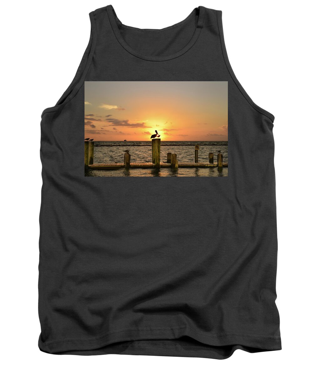  Tank Top featuring the photograph Pelican Sunrise by Christopher Rice