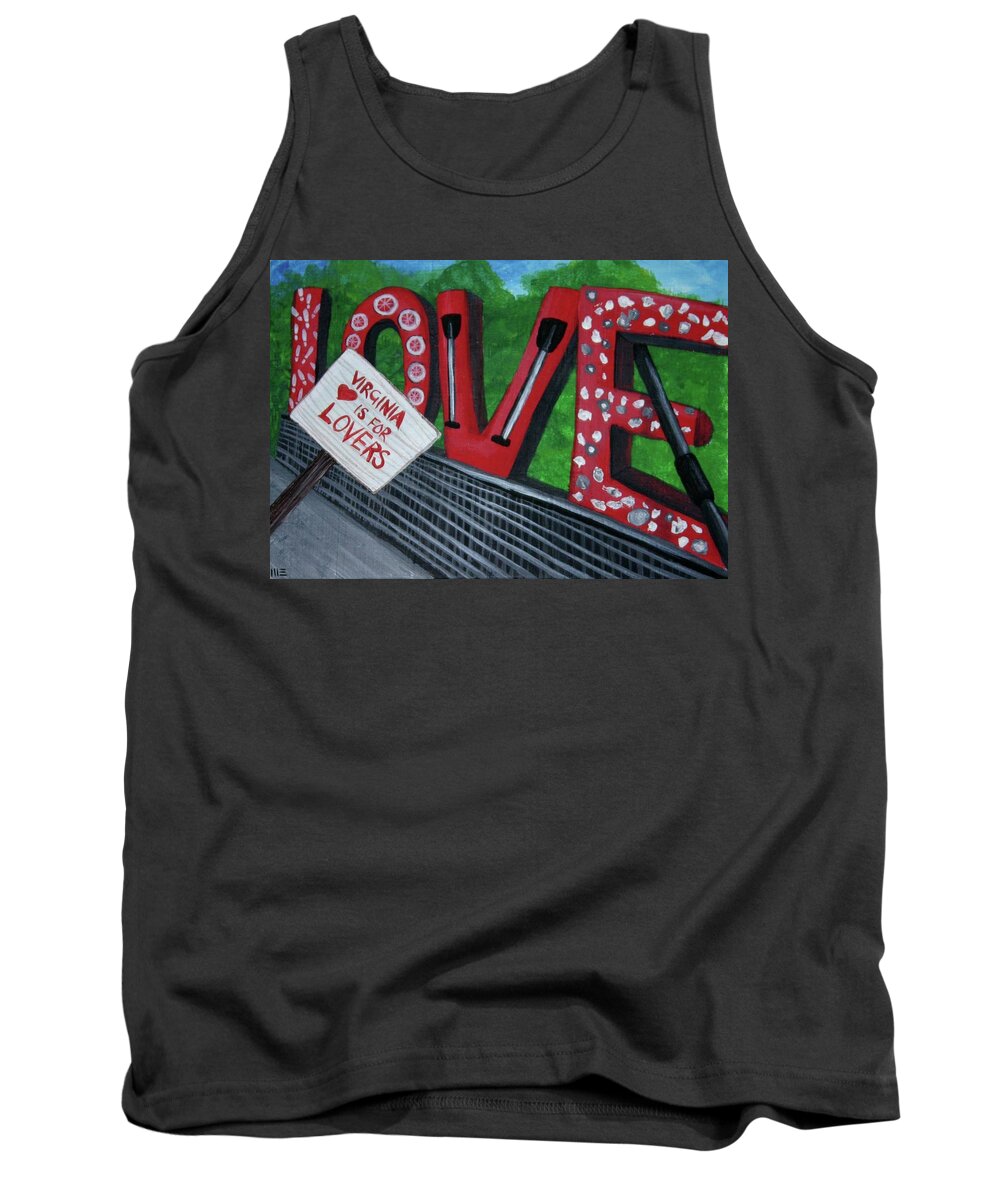 Commission Tank Top featuring the painting Photobombed LOVE sign Selfie by M E