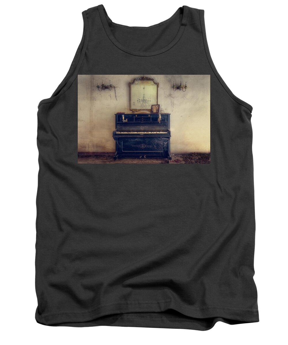 Piano Tank Top featuring the photograph Piano with Reflection in Mirror by Roman Robroek