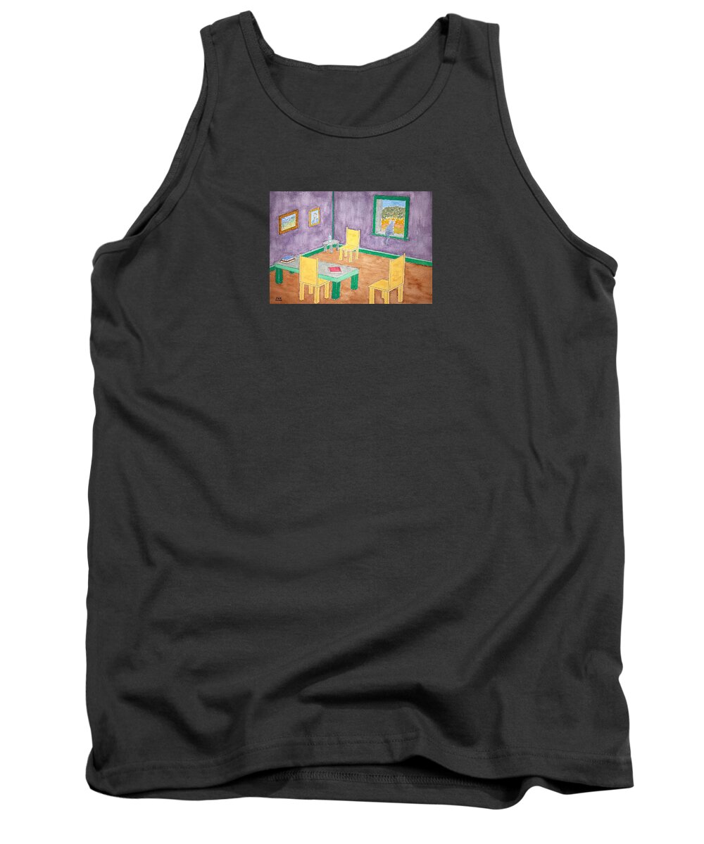 Watercolor Tank Top featuring the painting Provence Parlor Lore by John Klobucher