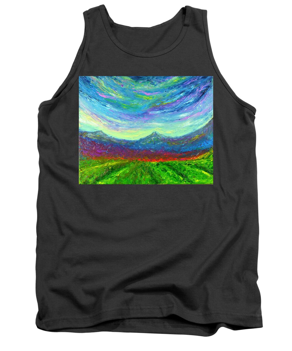 Nature Tank Top featuring the painting Purple Hug by Chiara Magni