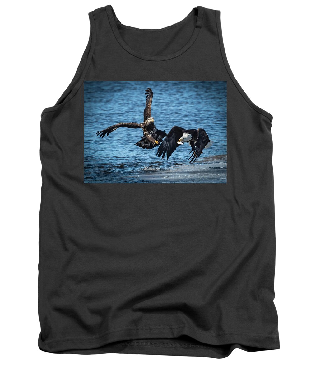 Eagle Tank Top featuring the photograph Push Off by Laura Hedien