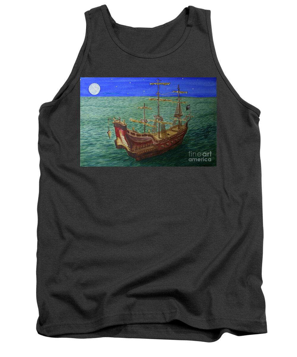 Blackbeard Tank Top featuring the painting Queen Anne's Revenge by Stacy C Bottoms