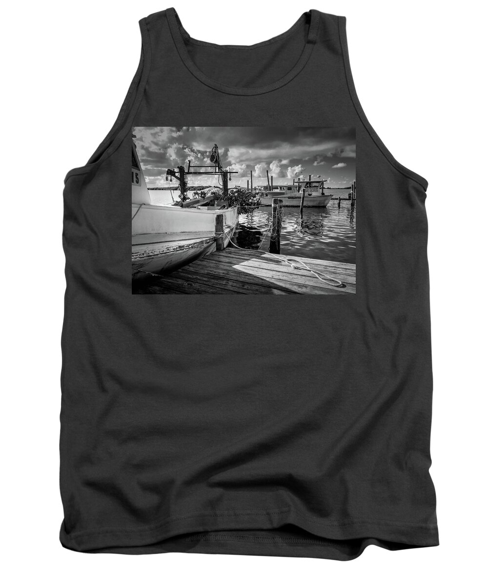Boat Tank Top featuring the photograph Ready To Go in BW by Doug Camara