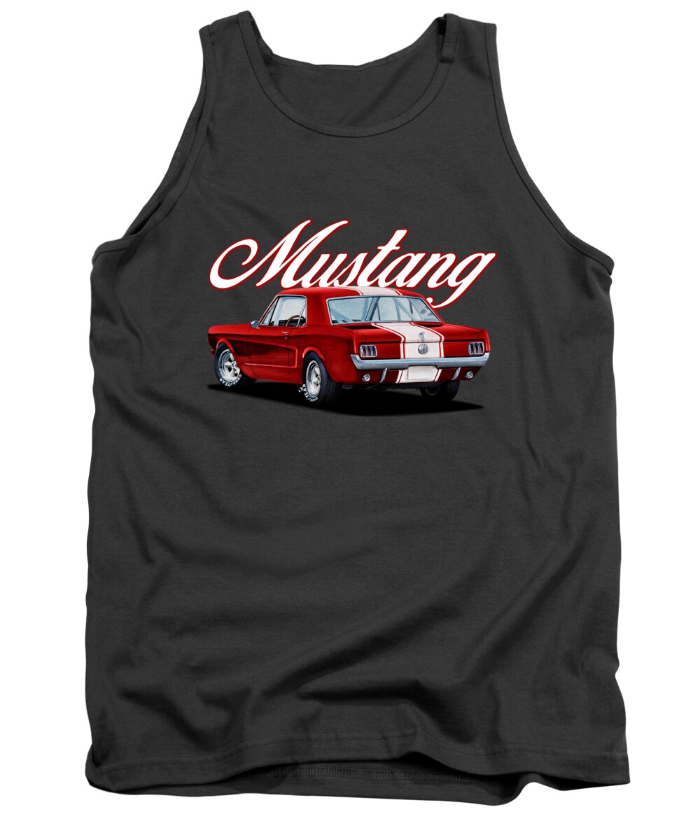 Red Tank Top featuring the digital art Red Classic Mustang by Paul Kuras
