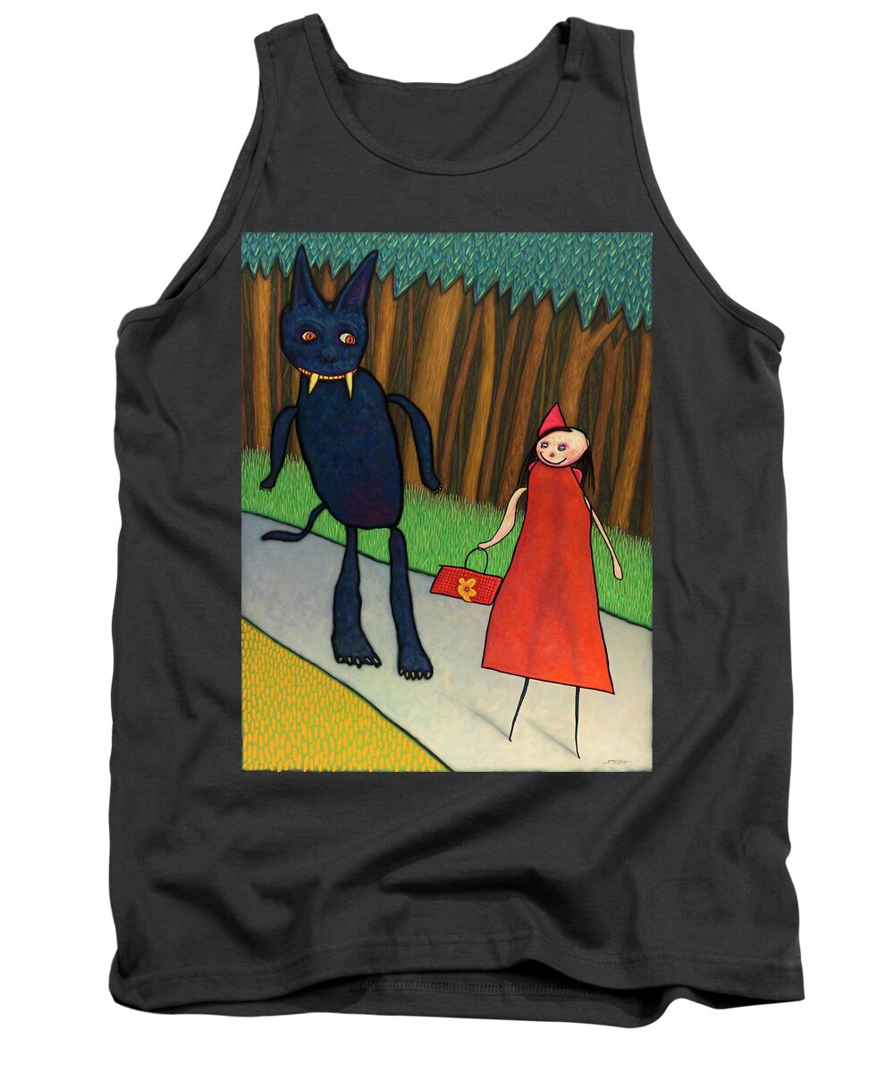 Little Red Ridinghood Tank Top featuring the painting Red Ridinghood by James W Johnson