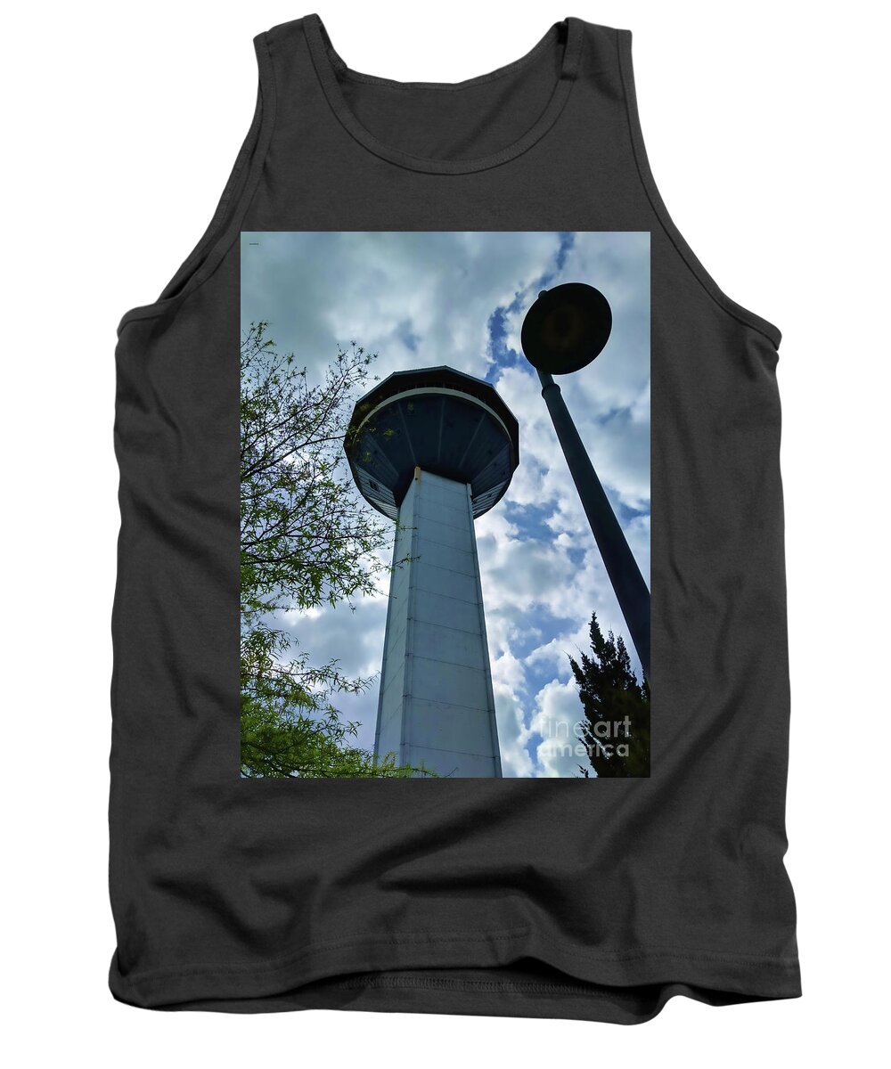 Towering Tank Top featuring the photograph Restaurant in the Clouds by Roberta Byram