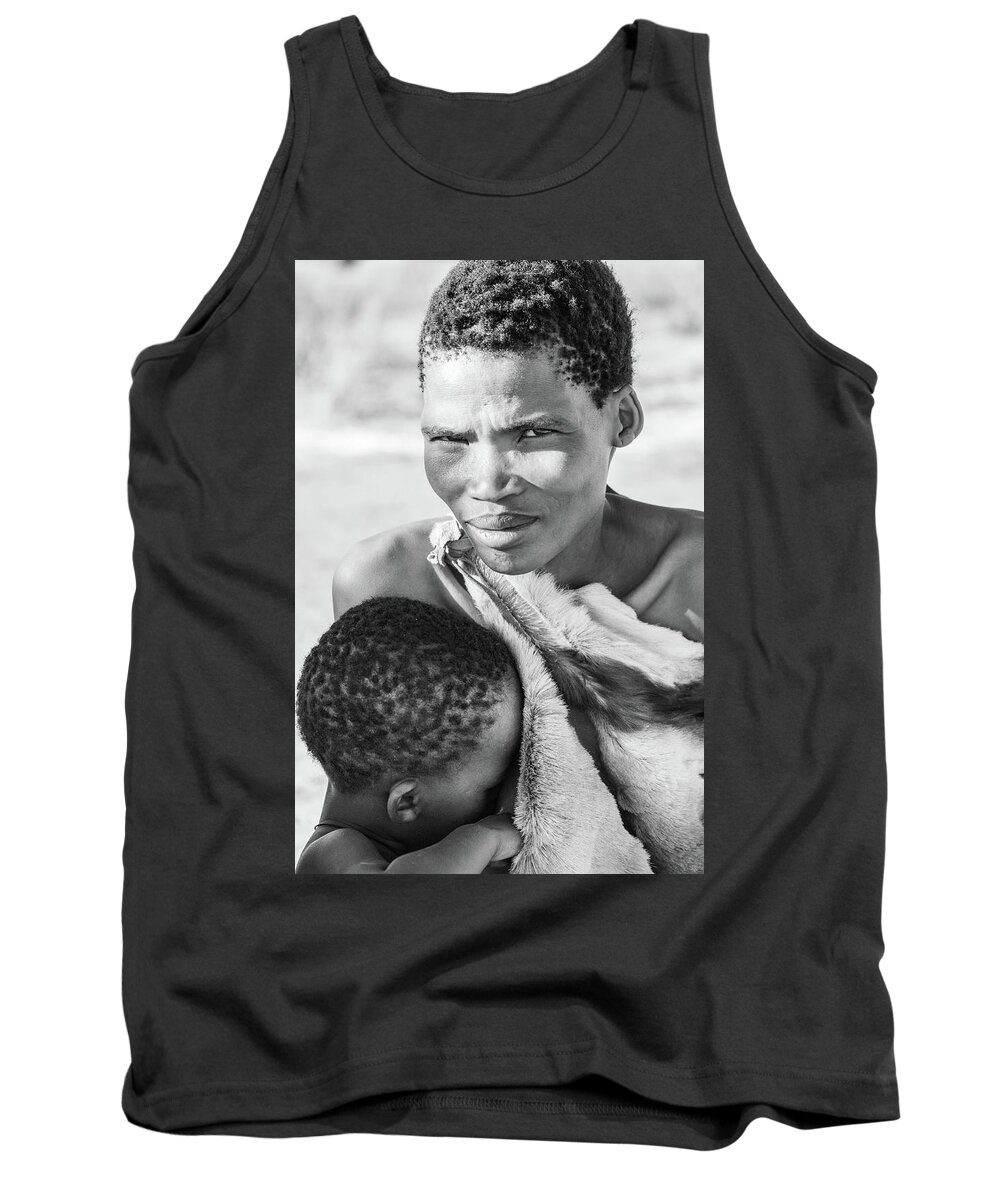 Portrait Tank Top featuring the photograph San Mother and child by Mache Del Campo