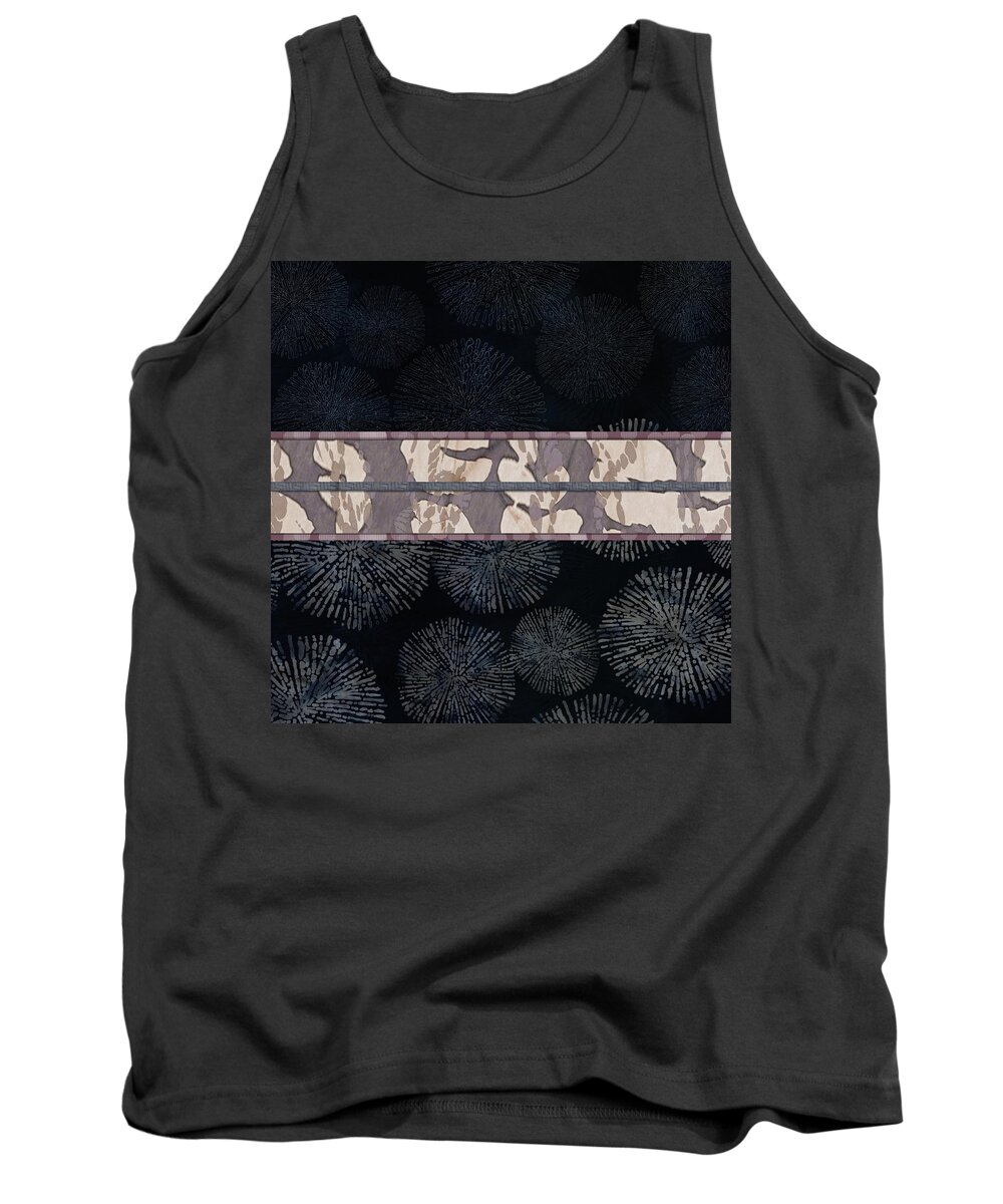 Mismatched Prints Tank Top featuring the digital art Sea Urchin Contrast Obi Print by Sand And Chi