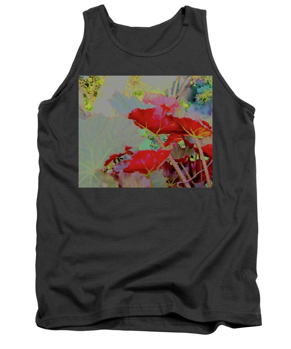 Begonia Leaves Tank Top featuring the mixed media Secret Garden Of Begonia by Alida M Haslett