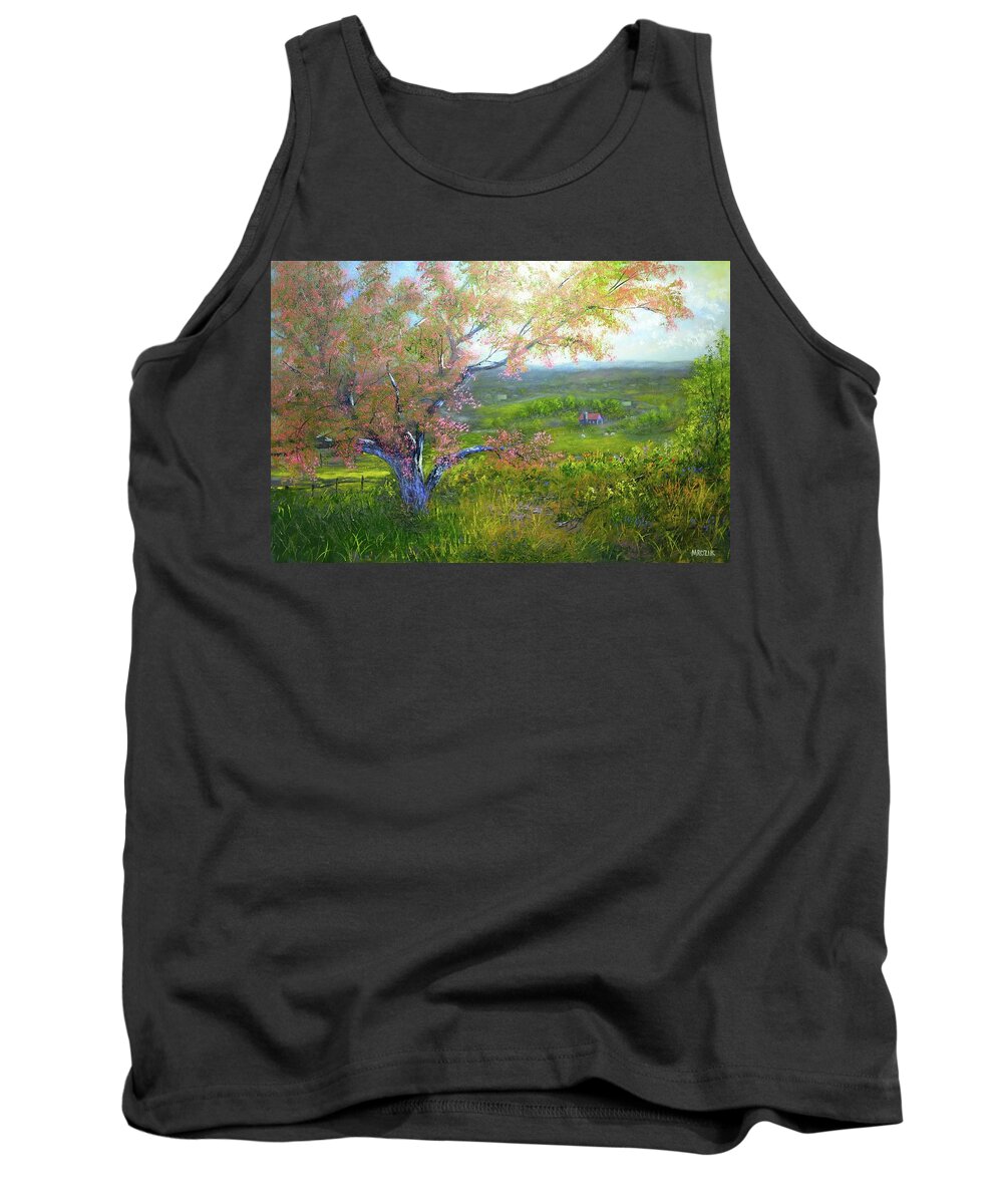 Spring Tank Top featuring the painting Spring in the Countryside by Michael Mrozik