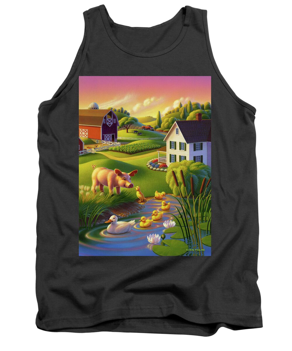 Spring Pig Tank Top featuring the painting Spring Pig by Robin Moline
