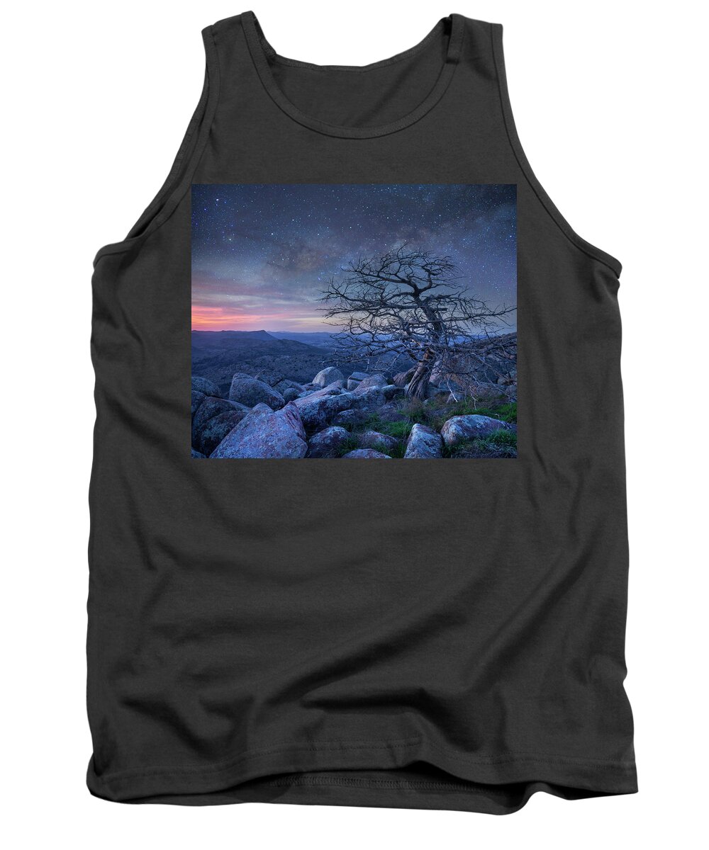 00559646 Tank Top featuring the photograph Stars Over Pine, Mount Scott by Tim Fitzharris